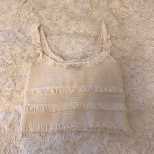URBAN OUTFITTER RUFFLE WHITE CROP TOP